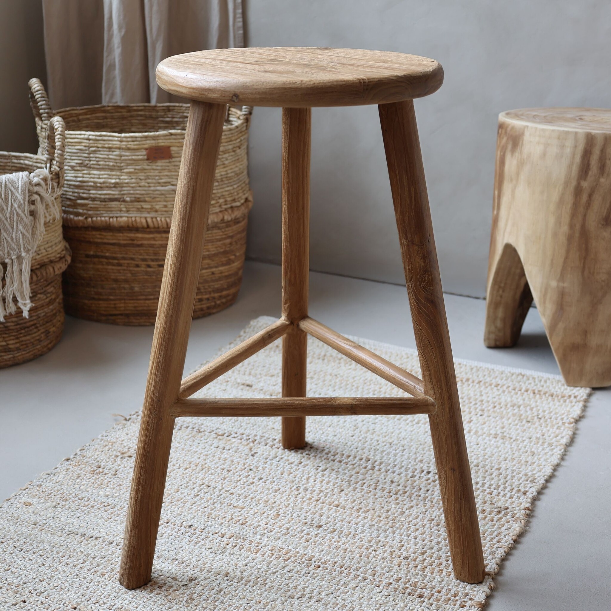 Rene Houtman Houten Stoel/Bijzettafel Grimaud | H65 x D50 cm