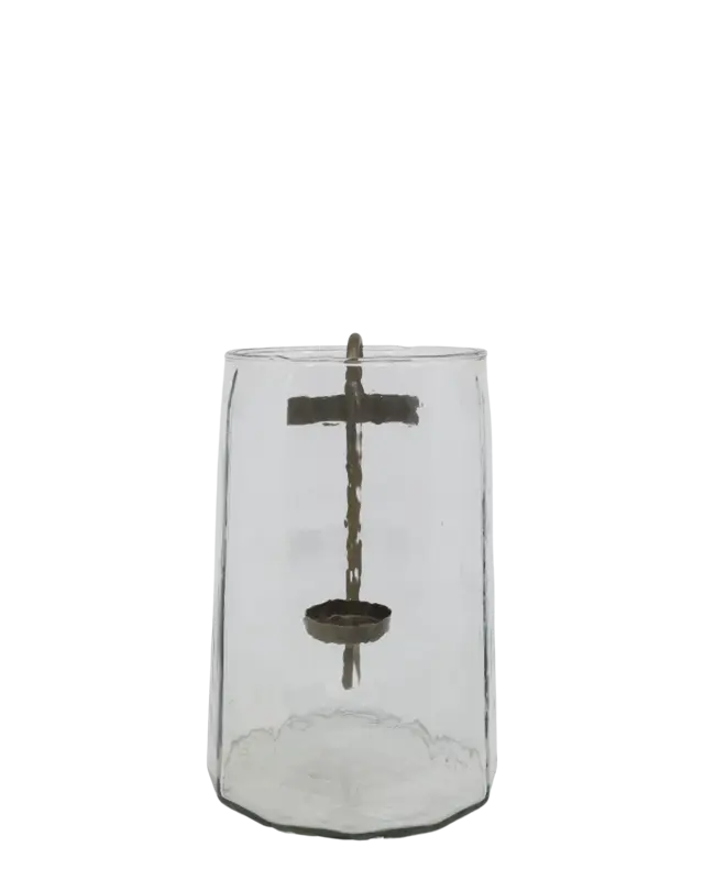 Rene Houtman Windlicht Met Messing Kaarshouder – Ø20 × H36 cm