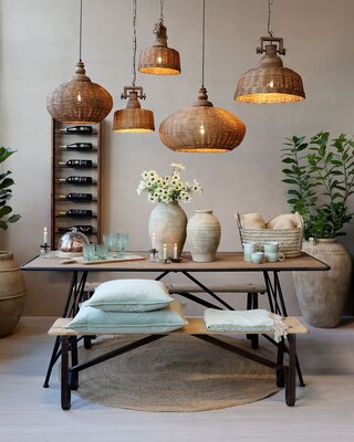 Rene Houtman Eettafelbank Grimaud | Ijzeren Poten | H46 x B152 x D38 cm