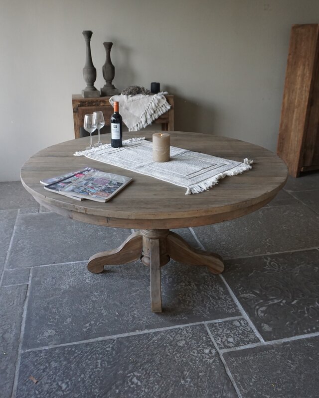 Rene Houtman Ronde Oud Eiken Eettafel – Ø150 x H80 cm