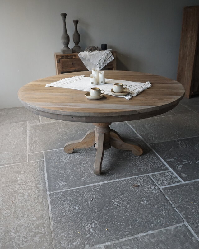Rene Houtman Ronde Oud Eiken Eettafel – Ø160 x H79 cm