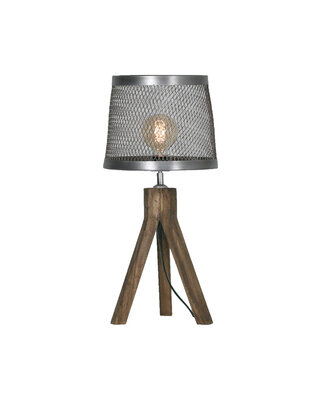Rene Houtman Tafellamp S – Hout & Antique Silver – Ø22 x H46 cm