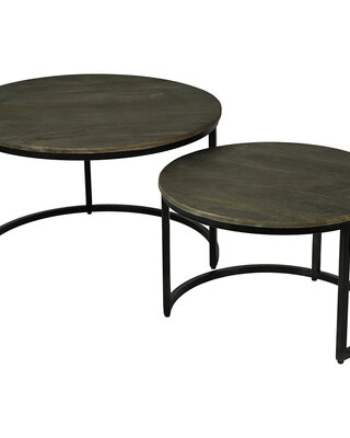 Rene Houtman Salontafel Set van 2 – Old Brown – Ø76 x H47 cm & Ø60 x H40 cm