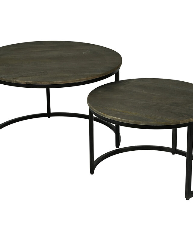 Rene Houtman Salontafel Set van 2 – Old Brown – Ø76 x H47 cm & Ø60 x H40 cm