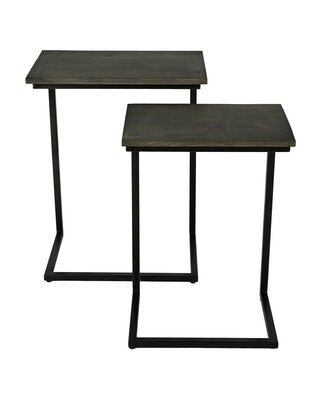 Rene Houtman Bijzettafel Set van 2 Old Brown –L 46 x B31 x H61 cm & L40 x B28 x H56 cm
