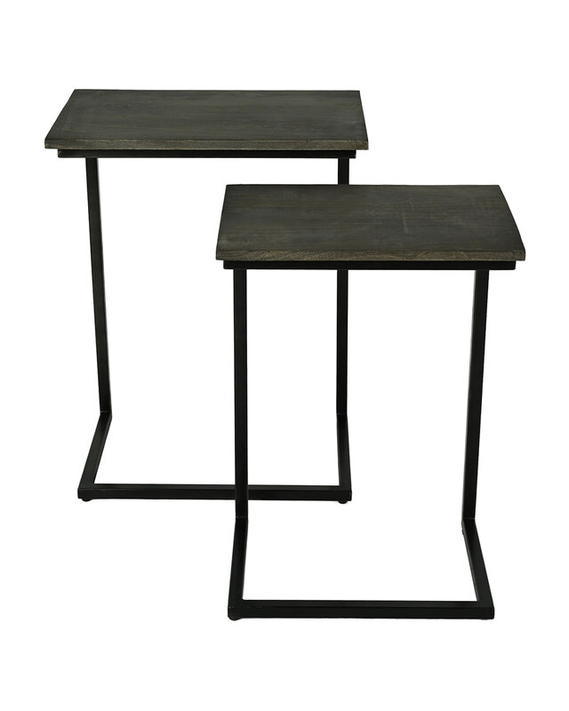 Rene Houtman Bijzettafel Set van 2 Old Brown –L 46 x B31 x H61 cm & L40 x B28 x H56 cm