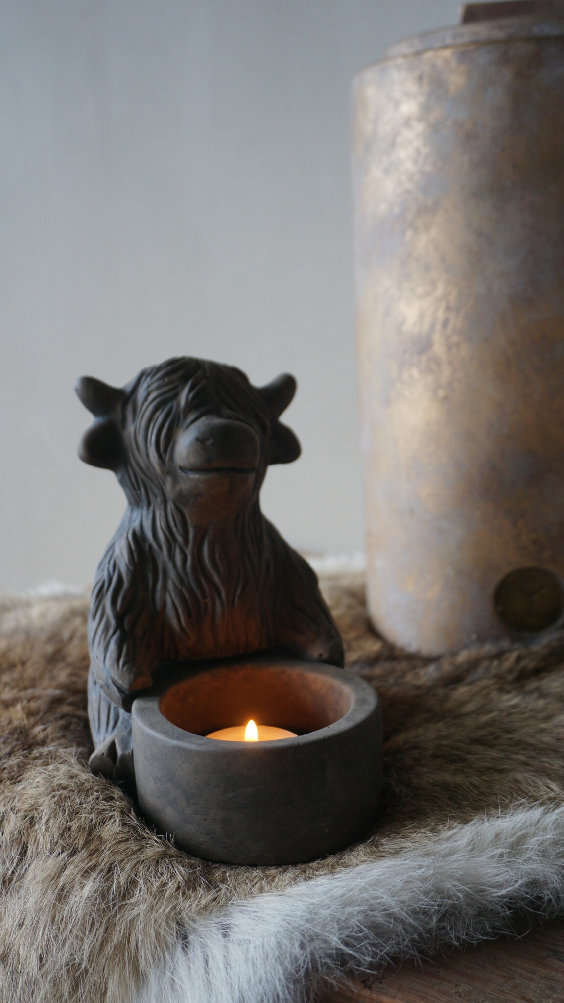 brynxz Waxinelichthouder Scotty – Brown – Ø 17 x H 16 cm