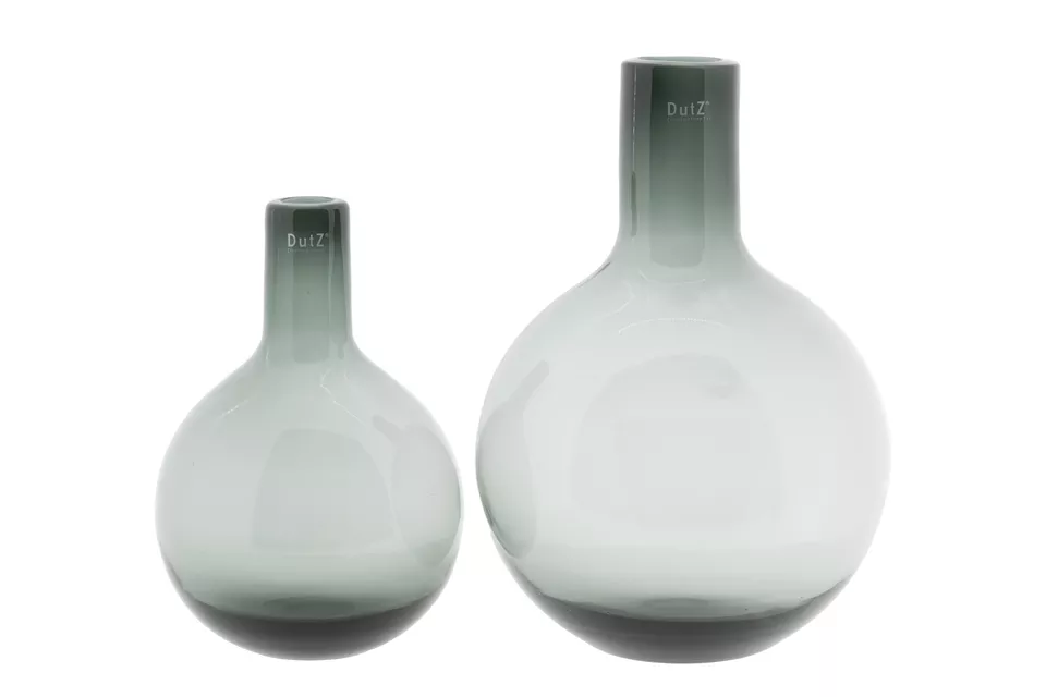 DutZ Glazen Vaas Bottle Eleganza – Grey – Ø21 x H30 cm