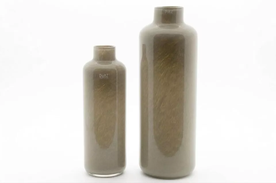 DutZ DutZ Glazen Vaas Longo – Taupe – Ø14 x H42 cm