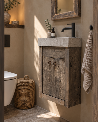 Rene Houtman Toiletmeubel Zwevend Oud Eikenhout