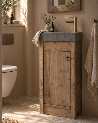 Rene Houtman Toiletmeubel oud eikenhout landelijk geschaafd - 1 deur - 90 cm