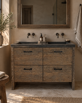 Rene Houtman Badmeubel Sita | Geborsteld Oud Eiken | H90xB120xD46 cm