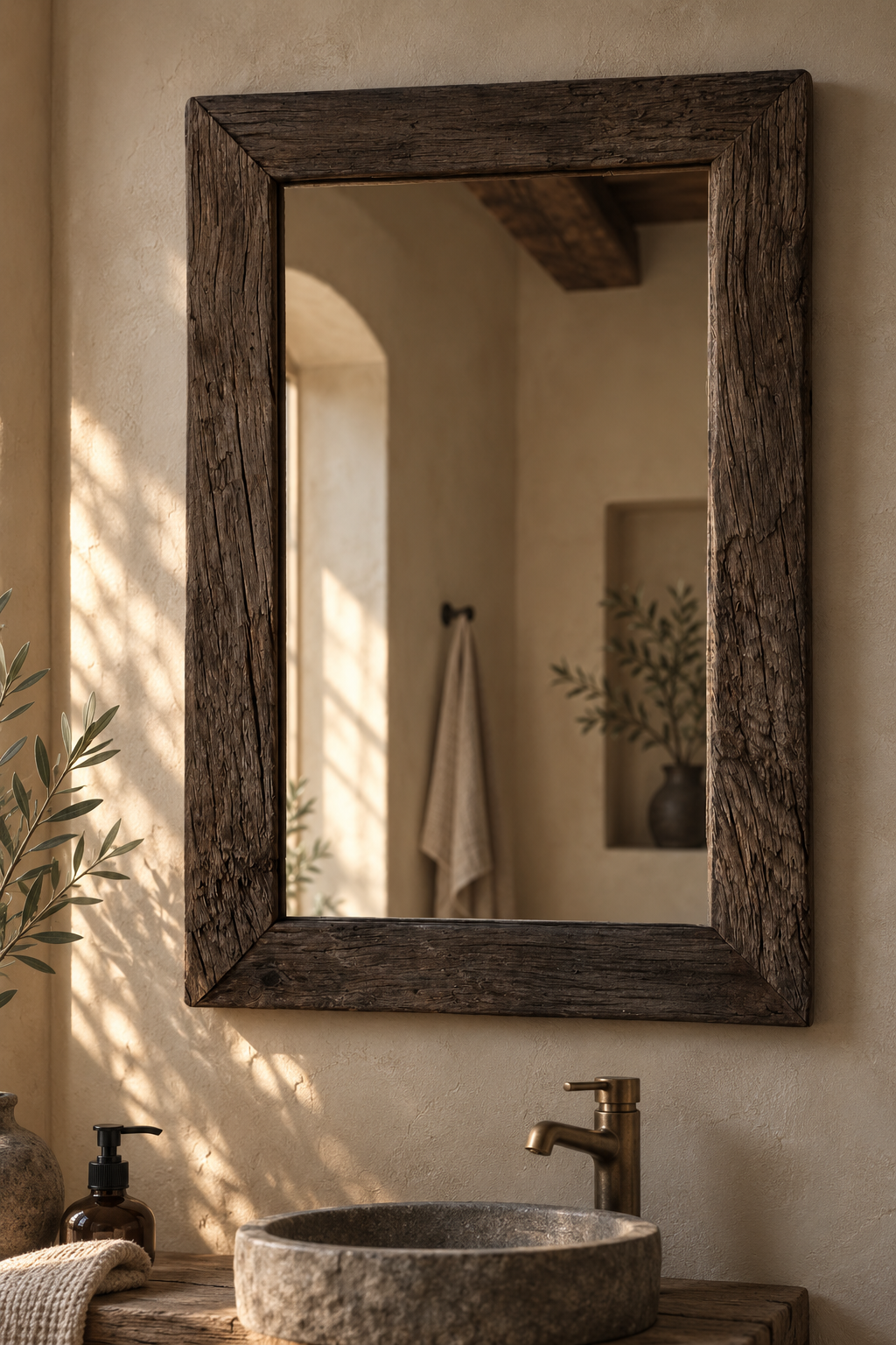 Rene Houtman Toiletspiegel geborsteld oud eikenhout H53 x B38 cm