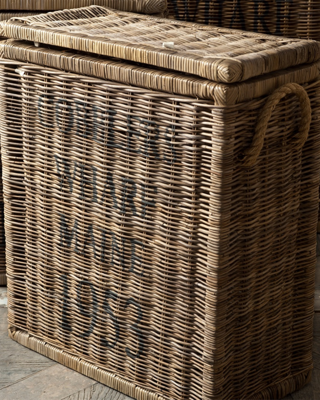Rivièra Maison Rieten Opbergmand met Deksel – Bruin – L61 x B30 x H70 cm