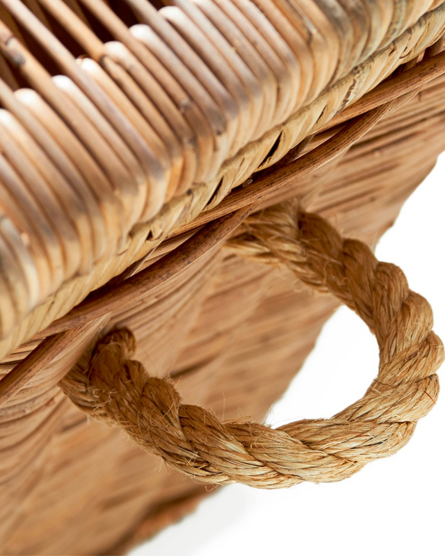 Rivièra Maison Rieten Opbergmand met Deksel – Bruin – L61 x B30 x H70 cm
