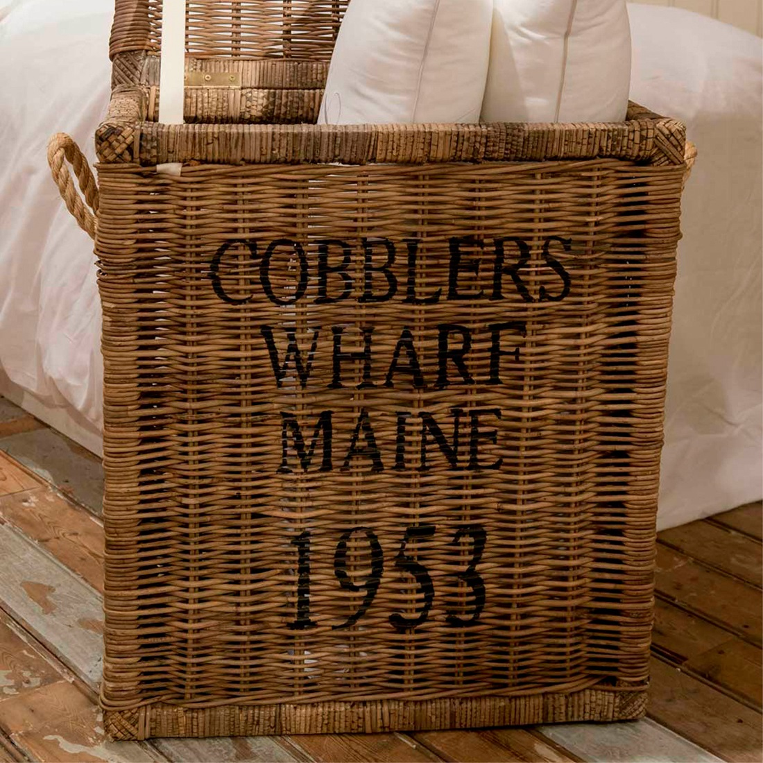 Rivièra Maison Rieten Opbergmand met Deksel – Bruin – L61 x B30 x H70 cm