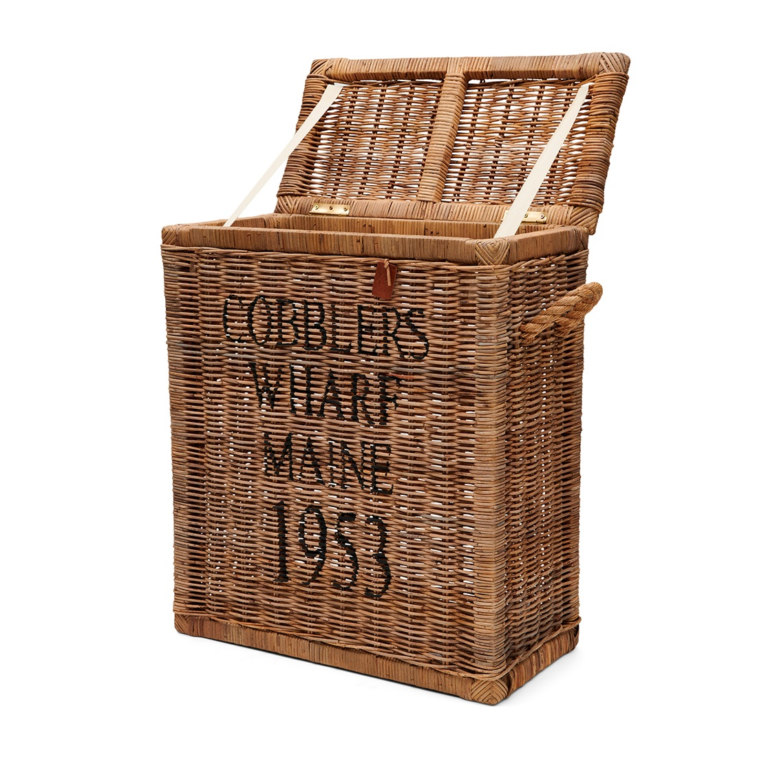 Rivièra Maison Rieten Opbergmand met Deksel – Bruin – L61 x B30 x H70 cm
