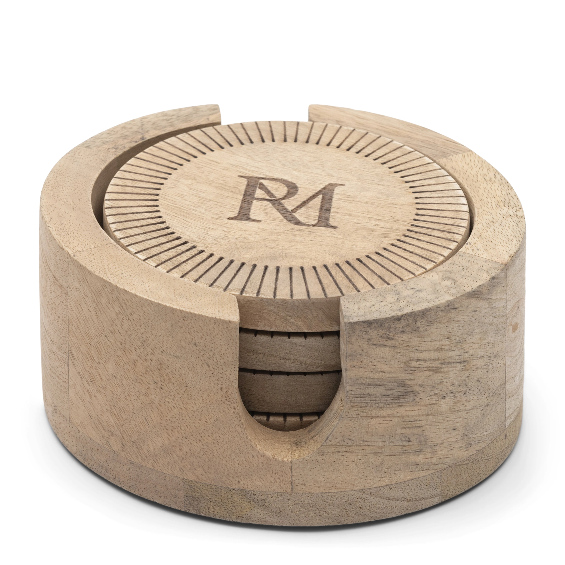 Rivièra Maison Onderzetters – 4 Stuks – Mangohout Naturel – H6 cm