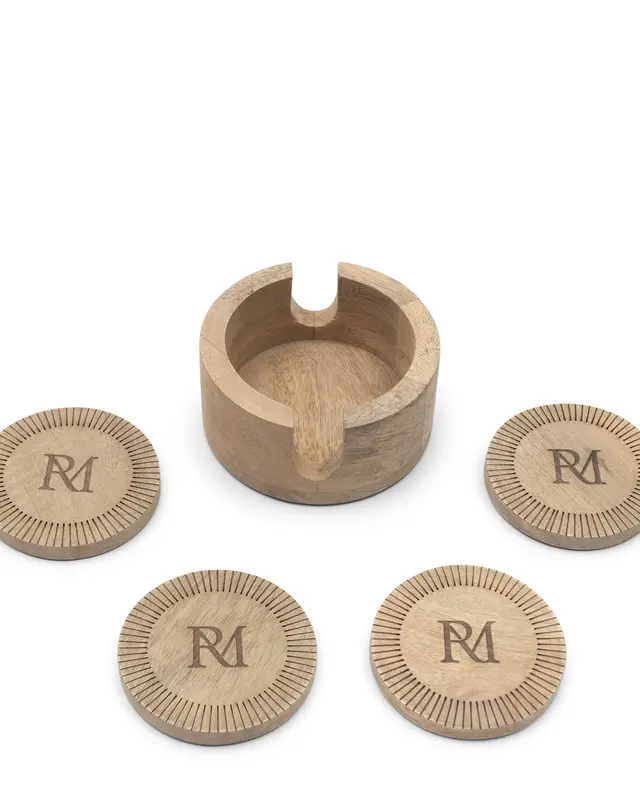 Rivièra Maison Onderzetters – 4 Stuks – Mangohout Naturel – H6 cm
