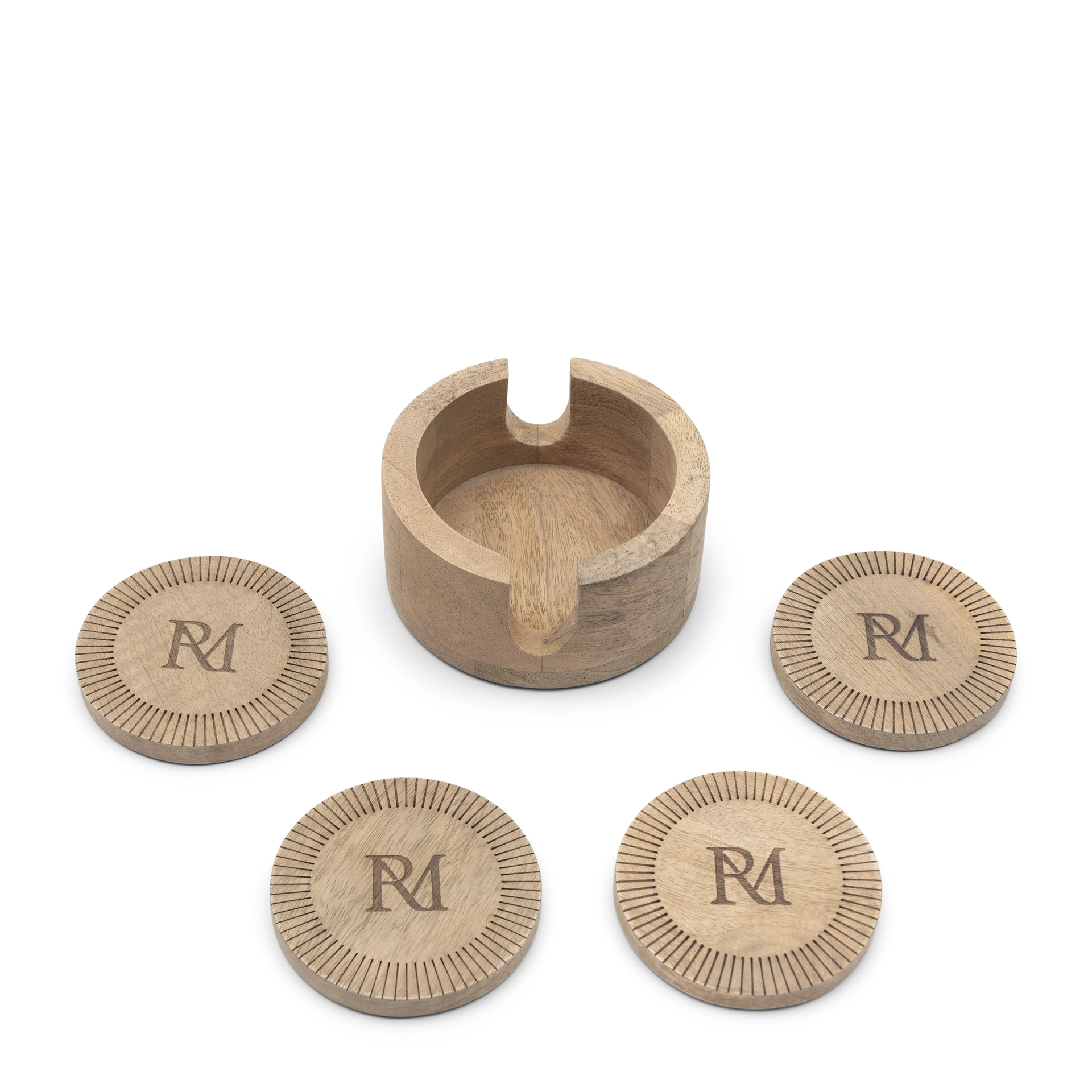 Rivièra Maison Onderzetters – 4 Stuks – Mangohout Naturel – H6 cm