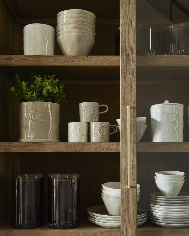 Rivièra Maison Mok – koffie/thee – Beige– Steengoed – Set van 6