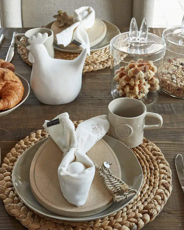 Rivièra Maison Mok – koffie/thee – Beige– Steengoed – Set van 6