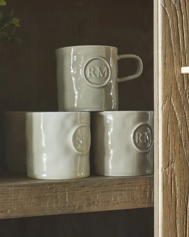 Rivièra Maison Mok – Witte – Koffie/Thee – Porselein – Set van 6