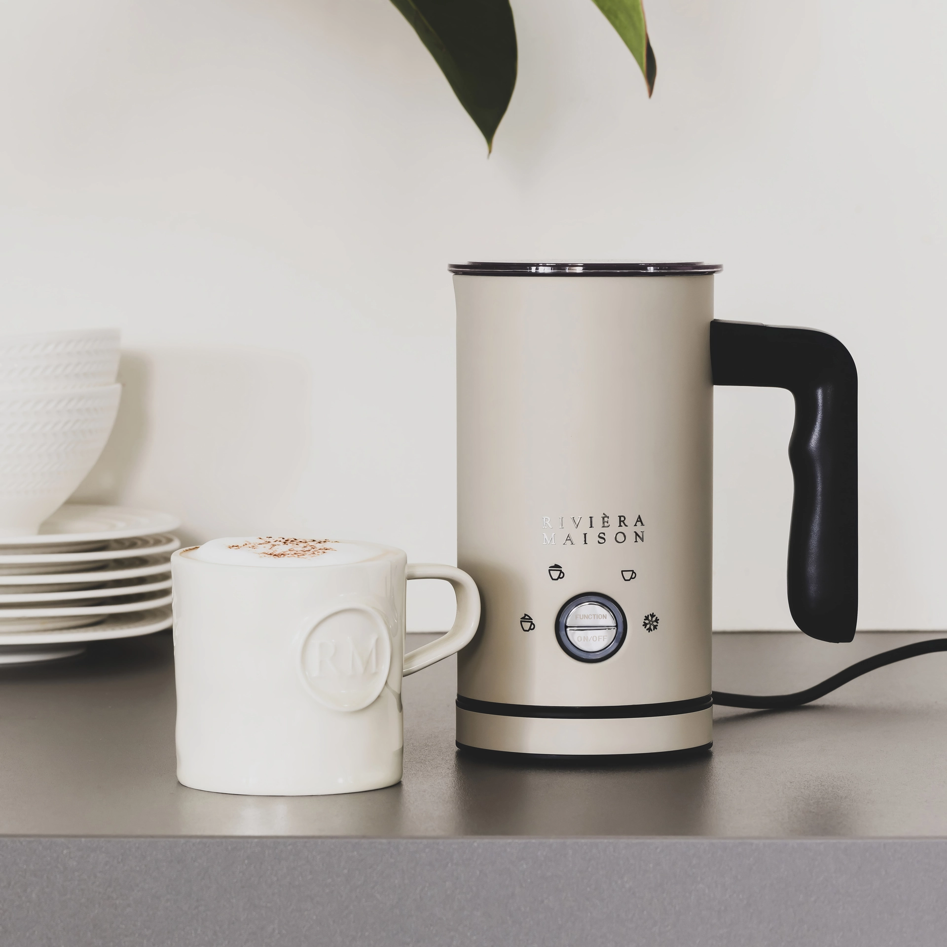 Rivièra Maison Mok – Witte – Koffie/Thee – Porselein – Set van 6