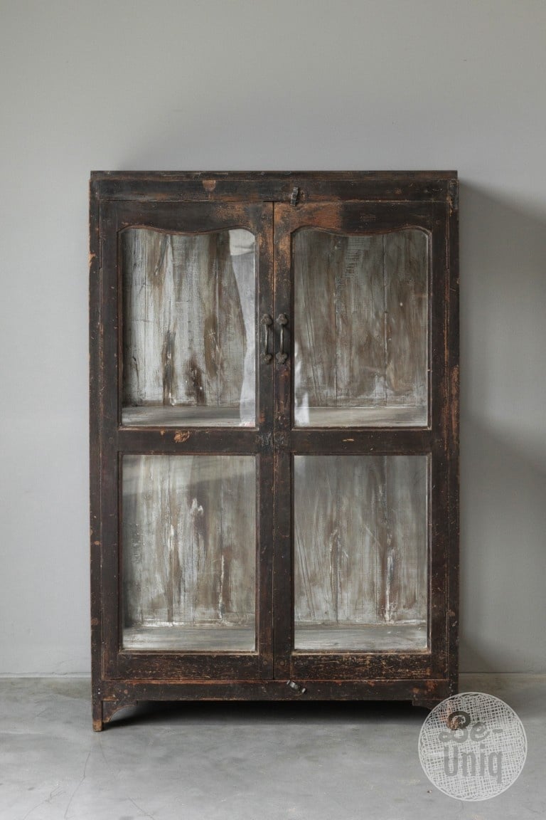 Be-Uniq Oud Glaskastje | India | H123xB79xD40 cm
