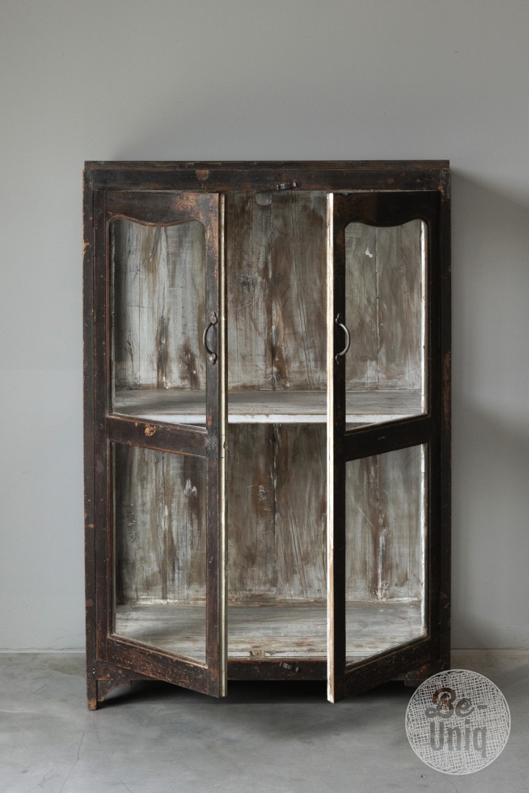 Be-Uniq Oud Glaskastje | India | H123xB79xD40 cm