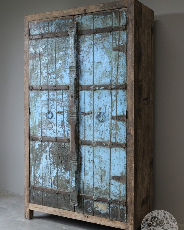 Be-Uniq Oude Kast | India | Blauw | H195 x B111 x D45 cm