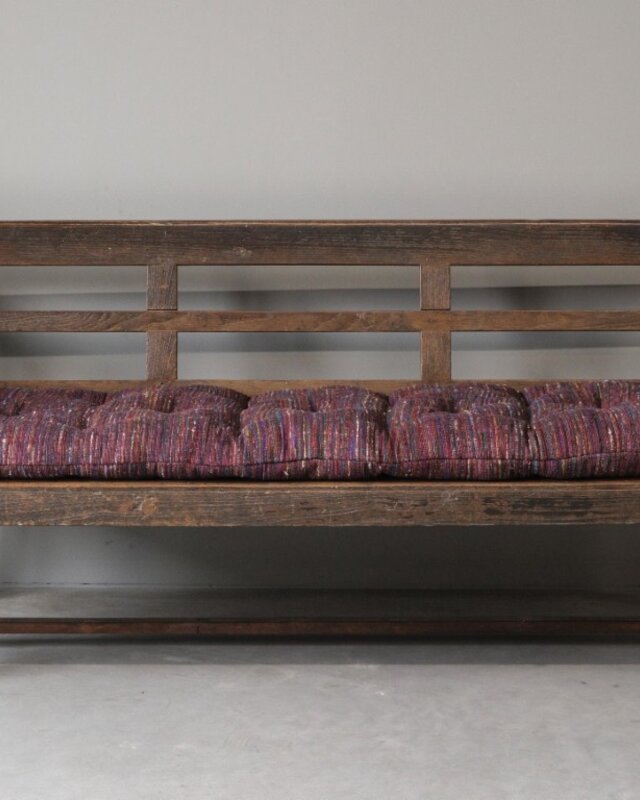 Be-Uniq Origineel Oude Bank Met Kussen | India | B186 cm