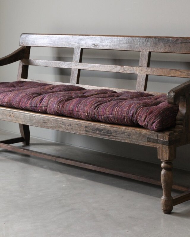 Be-Uniq Origineel Oude Bank Met Kussen | India | B186 cm