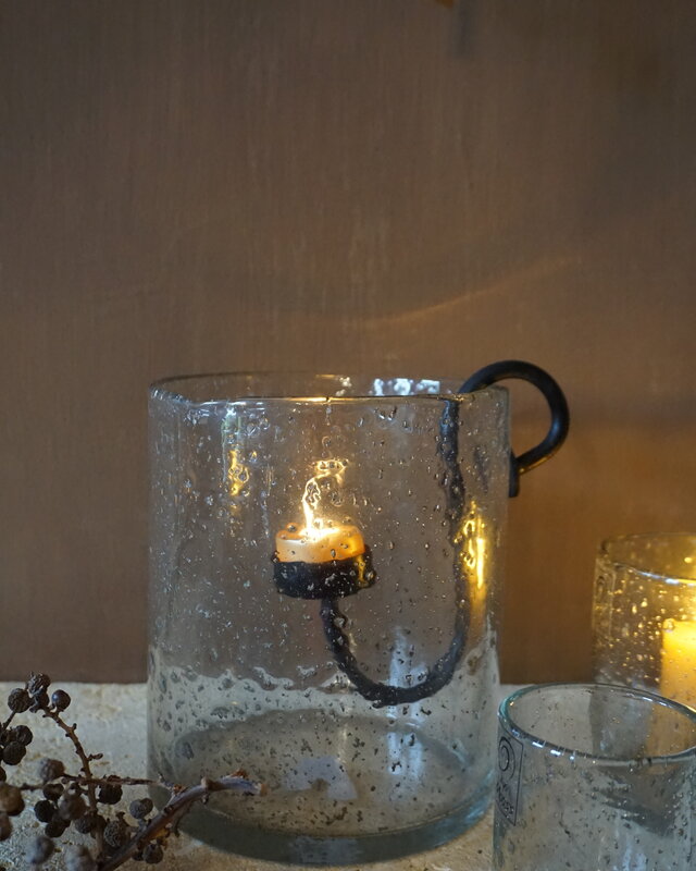 Rene Houtman Windlicht Cilinder Glas Bubbels Helder - 3 Maten