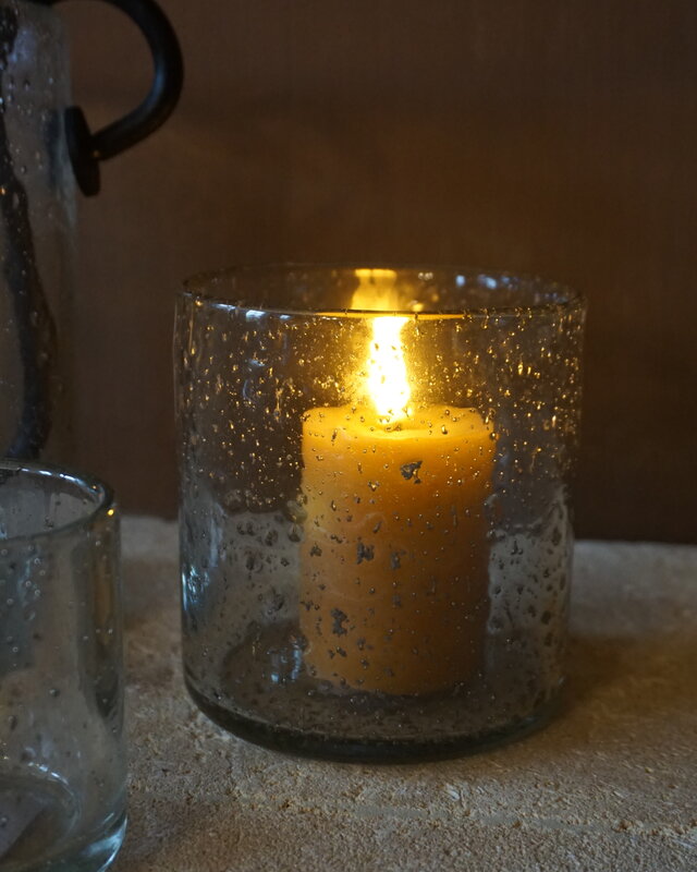Rene Houtman Windlicht Cilinder Glas Bubbels Helder - 3 Maten