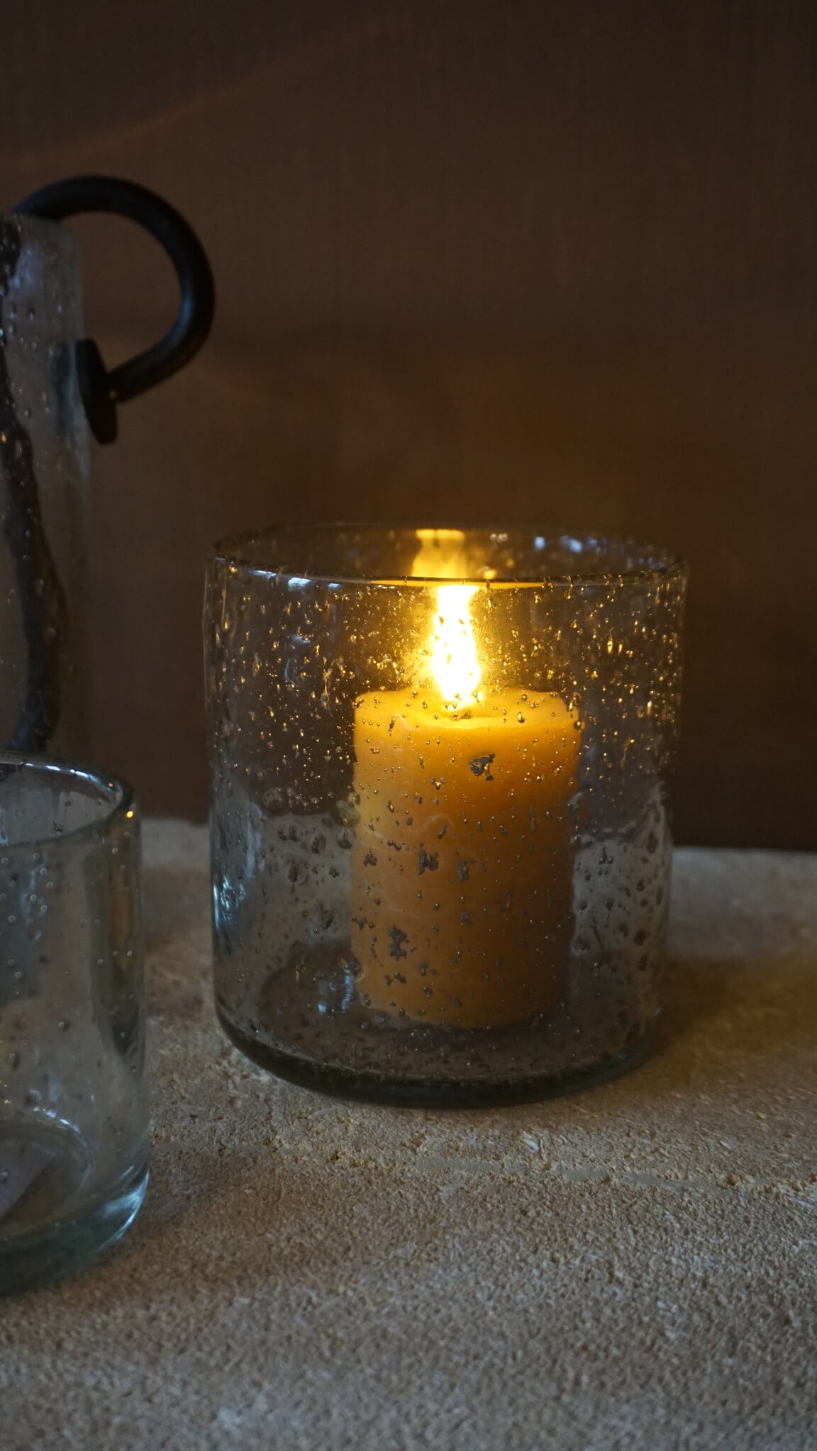 Rene Houtman Windlicht Cilinder Glas Bubbels Helder - 3 Maten