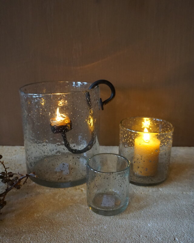 Rene Houtman Windlicht Cilinder Glas Bubbels Helder - 3 Maten