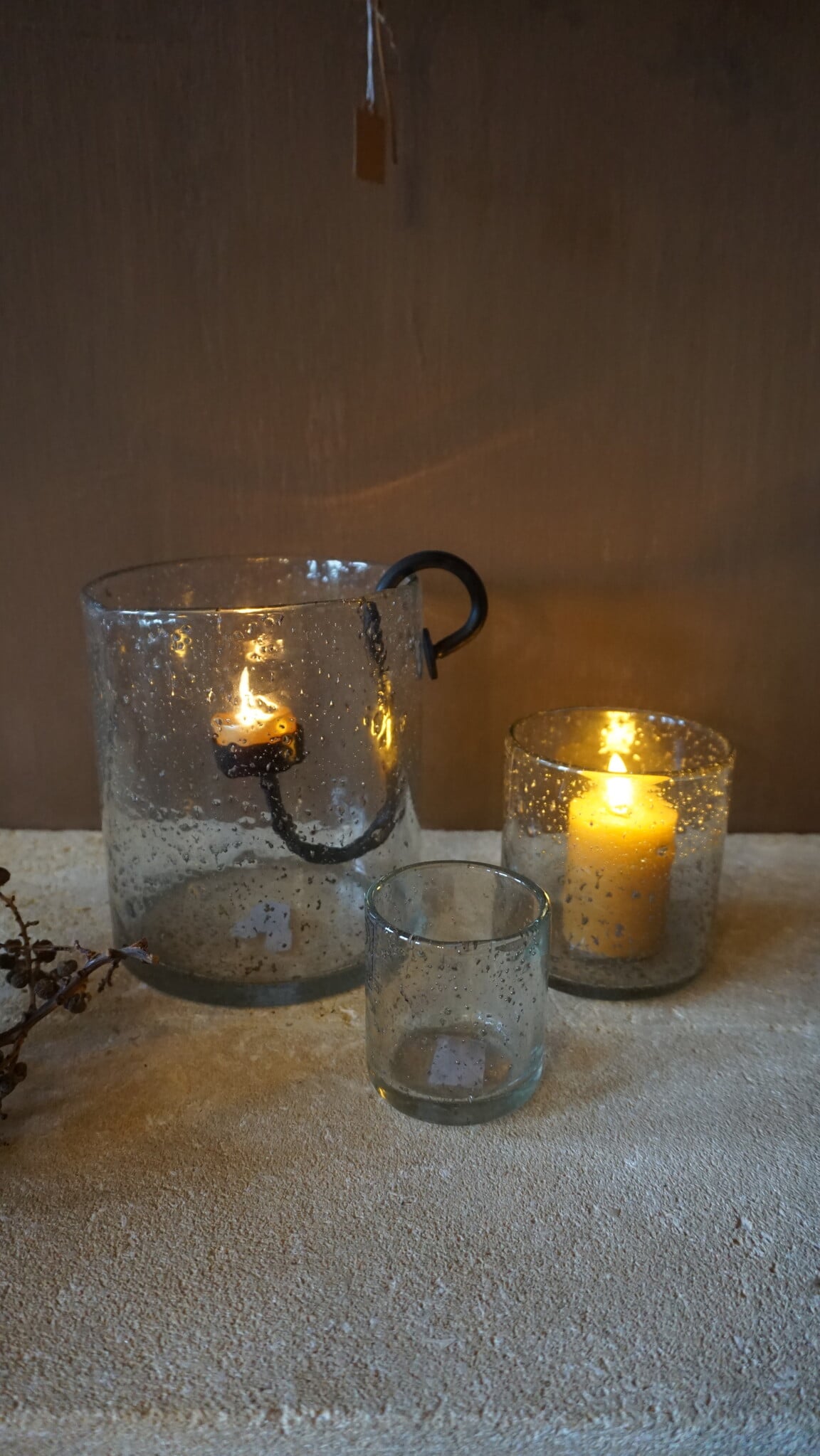 Rene Houtman Windlicht Cilinder Glas Bubbels Helder - 3 Maten