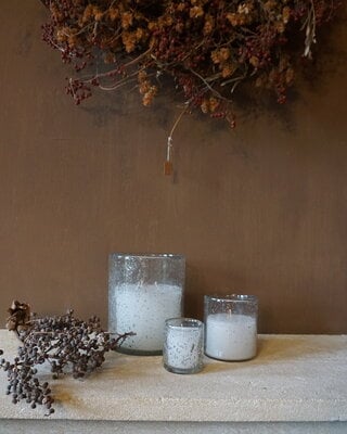 Rene Houtman Windlicht Met Kaars Cilinder Glas Bubbels Helder - 3 Maten