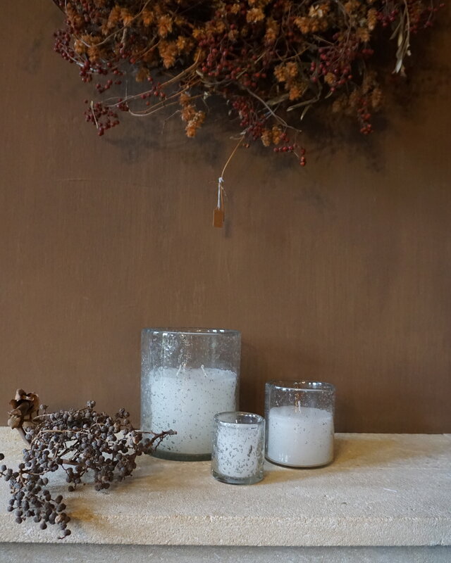 Rene Houtman Windlicht Met Kaars Cilinder Glas Bubbels Helder - 3 Maten