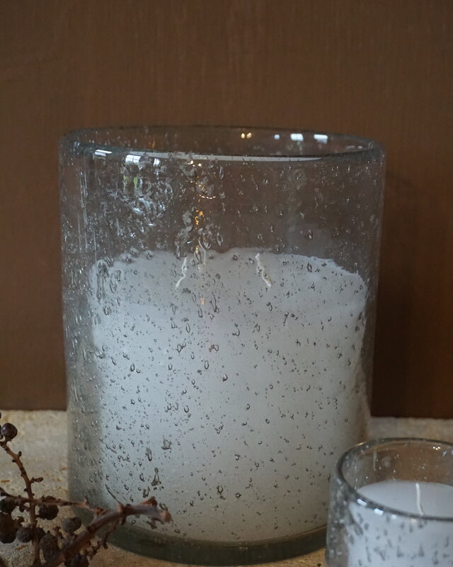 Rene Houtman Windlicht Met Kaars Cilinder Glas Bubbels Helder - 3 Maten