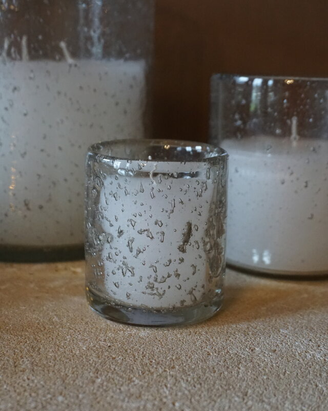 Rene Houtman Windlicht Met Kaars Cilinder Glas Bubbels Helder - 3 Maten