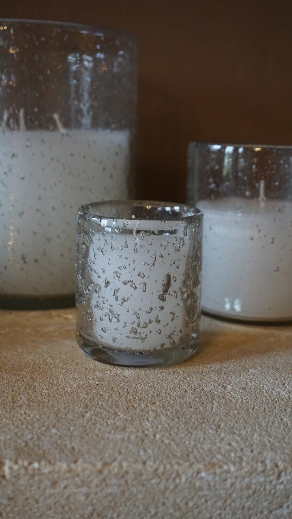 Rene Houtman Windlicht Met Kaars Cilinder Glas Bubbels Helder - 3 Maten