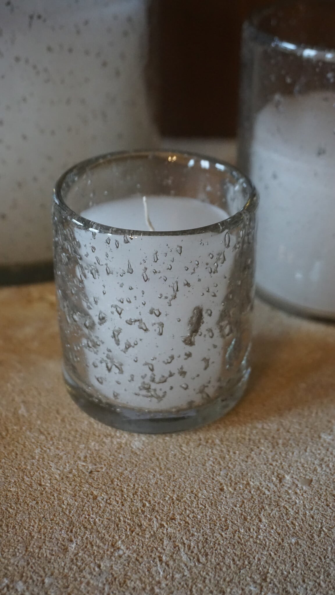 Rene Houtman Windlicht Met Kaars Cilinder Glas Bubbels Helder - 3 Maten