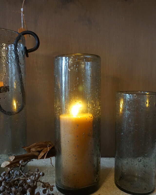 Rene Houtman Windlicht Cilinder Glas Bubbels Helder - 4 Maten