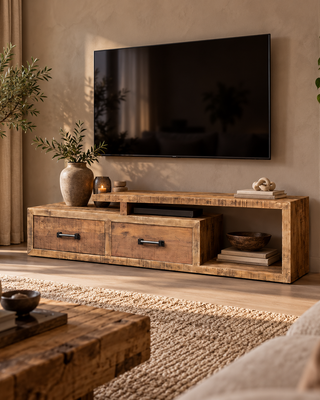 Rene Houtman Tv-Meubel Nero Balok 2 Lades B175 x D40 x H45 Cm