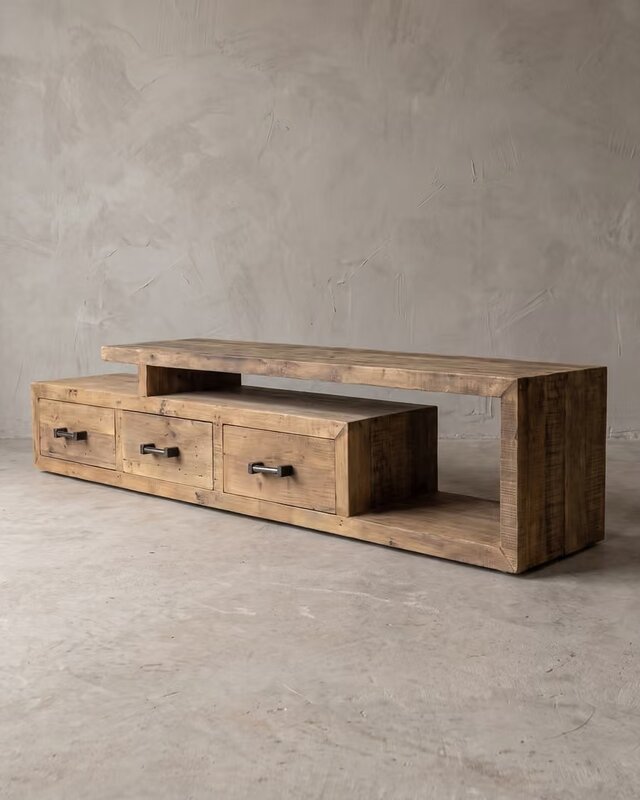 Rene Houtman Tv-Meubel Nero Balok 3 Lades B225 x D40 x H45 Cm