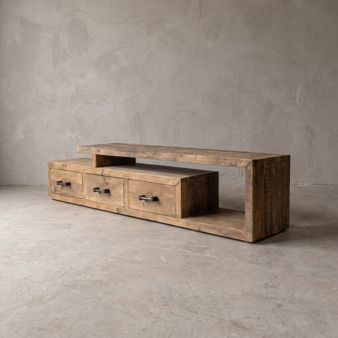 Rene Houtman Tv-Meubel Nero Balok 3 Lades B225 x D40 x H45 Cm