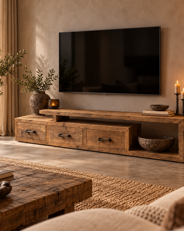Rene Houtman Tv-Meubel Nero Balok 3 Lades B225 x D40 x H45 Cm