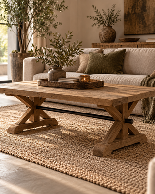 Rene Houtman Salontafel Balok Kloosterpoot Blok Hardhout - B130 x D85 x H45 Cm